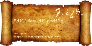 Földes Árpád névjegykártya